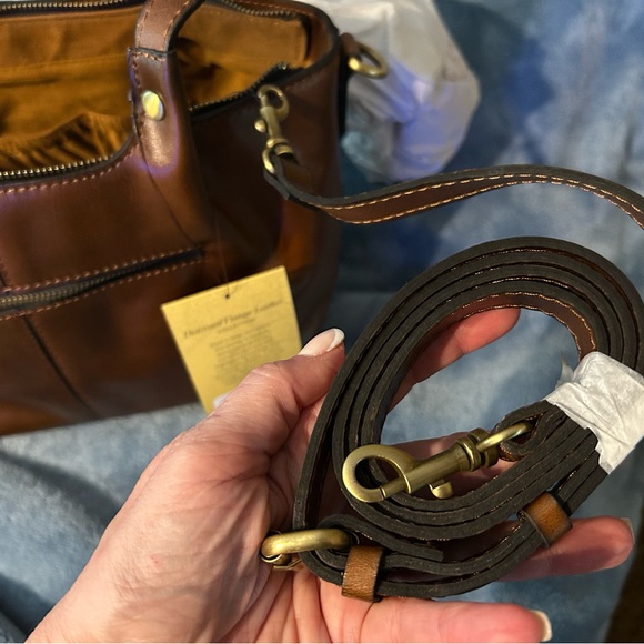 Patricia Nash Distressed Vintage Leather Argenta Handbag with Zipper in Cognac - Picture 10 of 11